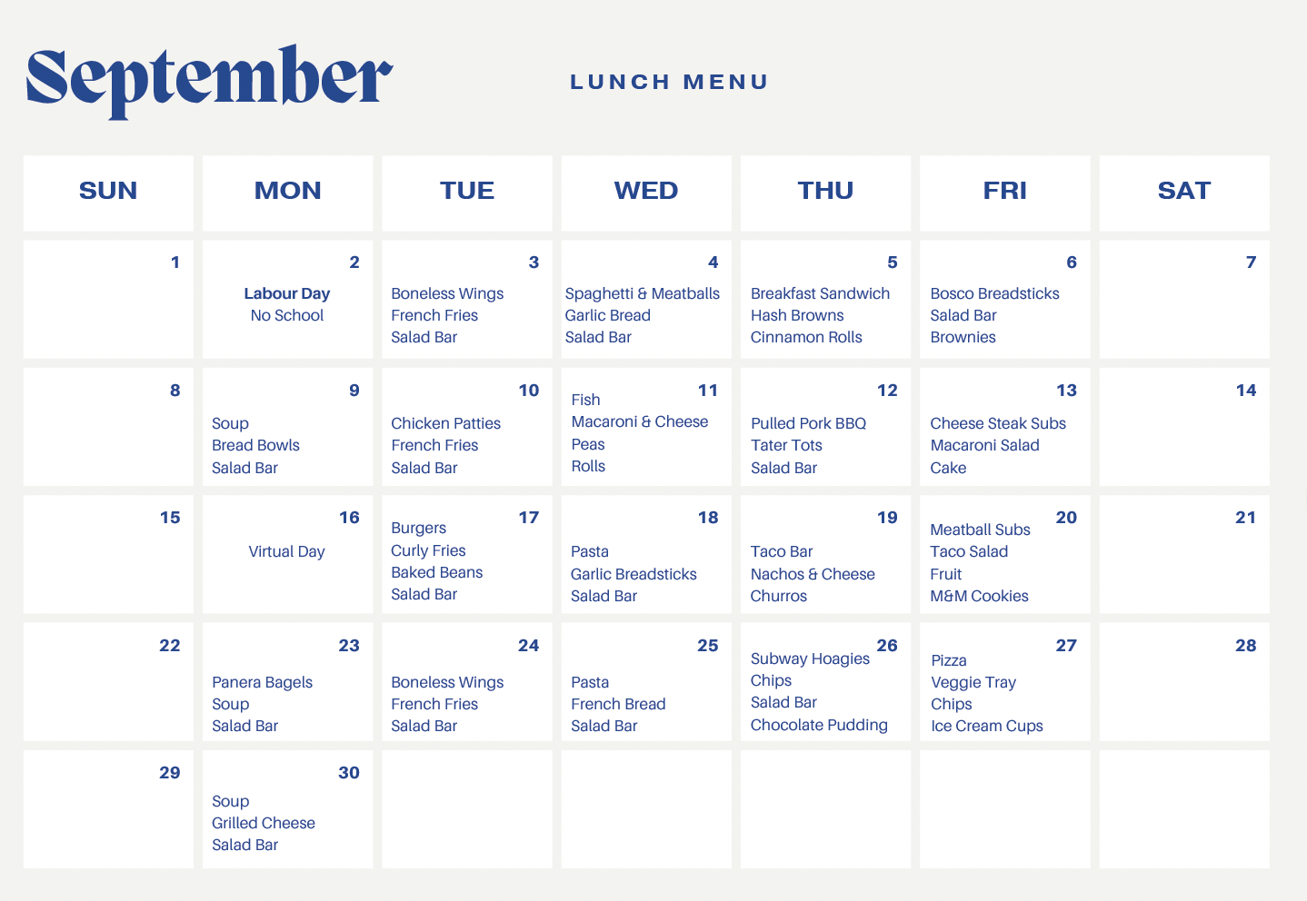 Sept Menu